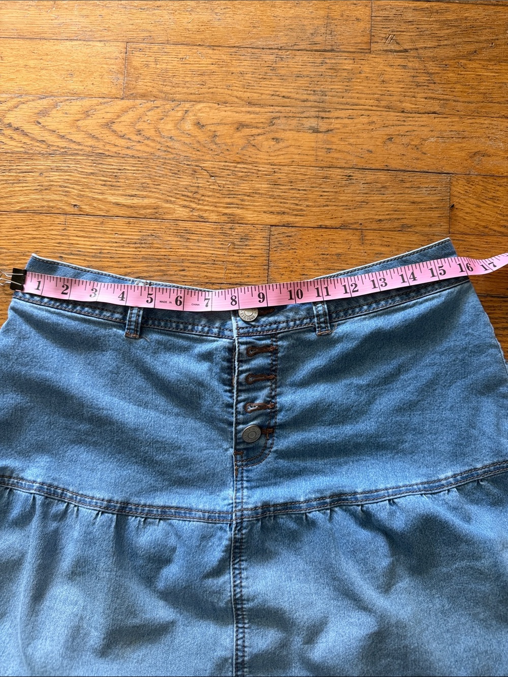 Cato Light Blue Tiered Denim Maxi Skirt with Front Buttons - Picture 6 of 6